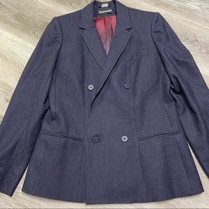Harve Benard 100% Wool Navy Pinstripe Fully Lined Blazer Size 10